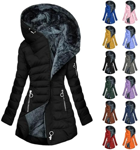 Genérico Abrigo Mujer Invierno Chaqueta Con Capucha De Piel Sintética Cálido Acolchada Cortavientos Con Bolsillos Chaquetas Impermeable Termica Ropa Para El Frio Extremo
