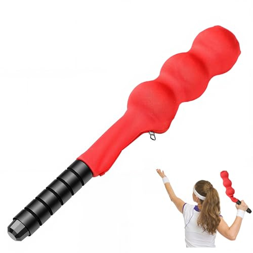 VercanMonth Tennis Serve Trainer Rebound Aid Moving Ball Tool Improves Rhythm Smooth Swing Training Sock Shaped Correct Posture Suitable for Beginners Professional Players Portable Equipment(Red)