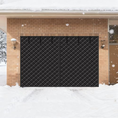 Magnetisk garagedörrskärm 4,9 x 2,1 m – isolerat vindtätt skydd för invändiga/externa entréer balkonger och terrasser – hållbart, lätt att installera, svart