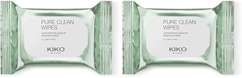 KIKO Milano Pure Clean Wipes Mini, Salviette Struccanti Viso, Contorno Occhi E Labbra In Formato Mini (Confezione da 2)