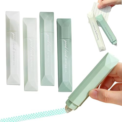4Pcs Double Sided Tape Pens, 2025 New Multipurpose Double Sided Tape Roller for Scrapbooking, Gift Wrapping, Photo Mounting, Gradient Color DIY Handwork Glue Stick for School Office & Crafts (Green)