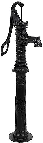Mangloder Bomba de fuente manual de hierro fundido con soporte estable, 135 cm de altura total, conexión de 38 mm, ideal para riego de jardín, agua doméstica, pozos profundos, cisternas y extracción