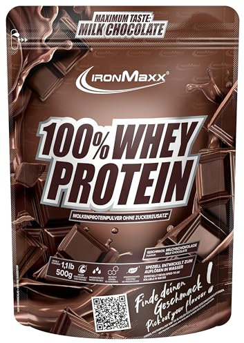 IronMaxx 100% Whey Protein Pulver - Milchschokolade 500g Beutel | zuckerreduziertes, wasserlösliches Eiweißpulver aus Molkenprotein | viele verschiedene Geschmacksrichtungen