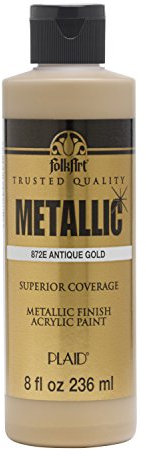 Plaid PE872E Folk Art Metallic Acrylic Paint, Antique Gold, 8 oz.