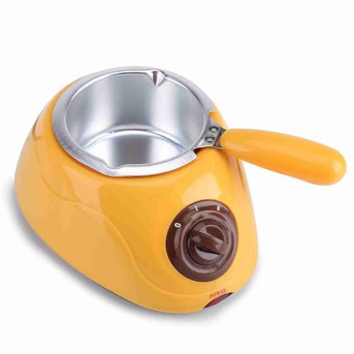 Crisol de chocolate, máquina eléctrica profesional de aluminio del derretidor del caramelo de la temperatura ajustable con el del molde de DIY para la mantequilla, el queso etc(Amarillo)