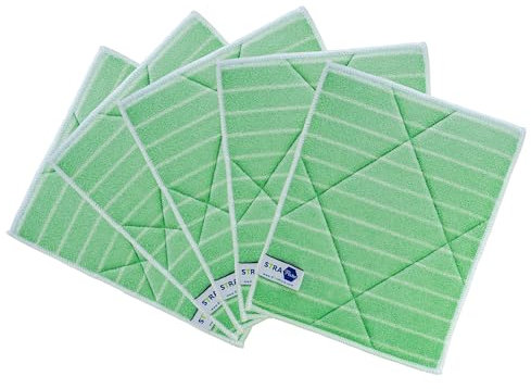 Strapure Lavette Bamboo Éponge Microfibre - Nettoie et Lisse Les Surfaces Sales - Hautement Absorbant - Pas de Rayures ou Peluches - Restaure la Brillance du Verre, Marbre et INOX -25x20cm (Set de 5)