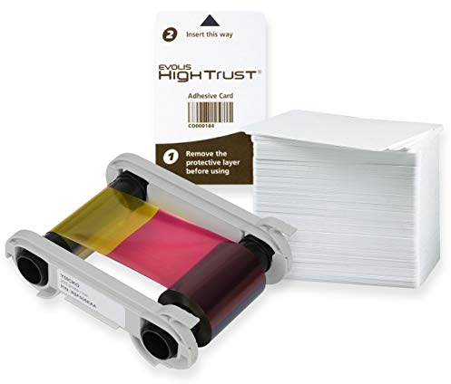Karteo Evolis Primacy Zenius Cinta de Transferencia de Color YMCKO [ R5F002EAA ] | Kit con 200 Tarjetas de plástico y Tarjetas de Limpieza