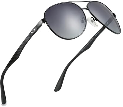 ZENOTTIC Sonnenbrille Herren Damen Polarisiert Retro Pilotenbrille Kohlefaser Metall Rahmen UV400 Schutz Fahren Reisen Angeln Sport