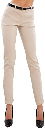 Toocool Pantalon Classique pour Femme, Pantalon Elégant Taille Basse avec Poches et Ceinture, Pantalons d'Eté pour Femme AS-28251 [M, Beige]