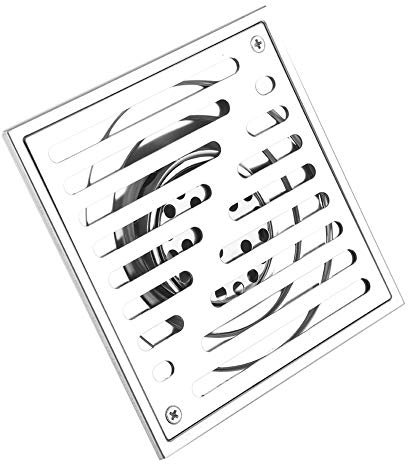 Siphon de Sol en Acier Inoxydable carré Anti-Odeur pour Salle de Bain Vidoir de Douche Grand Calibre (150 * 150mm)