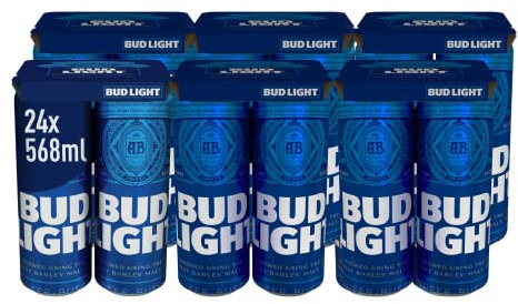 Bud Light Lager Beer Can 24 x 568ml 3.5% Lager | LOW CALORIE BEER ONLY 27 KCAL PER 100ML |