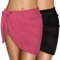 Xnova Strand Wrap Sarong Damen, Chiffon Vertuschung Wickelröcke, Kurz Bikini Rock Cover up, Strandtuch Strandkleid Tücher Wickelrock Badeanzug Sexy für Urlaub Sommer (2 PCS Schwarz, Rosa)