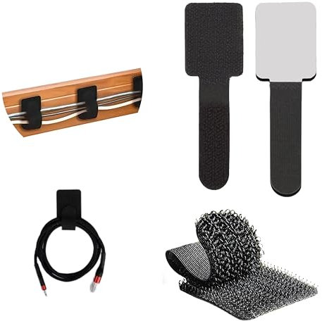 Armiz 10 Pcs Black Self-Adhesive Cable Ties - Versatile Organizer for Cable Management