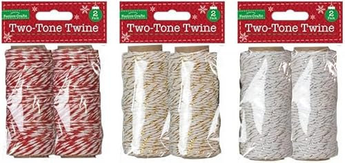 Christmas Twine Cotton String Baker Twine Cotton Twine Rolls Gift Wrapping String Handcraft String Twine Cotton Rope Wrapping Decorative String Cotton Thread Craft String Assorted Colour (Pack of 2)