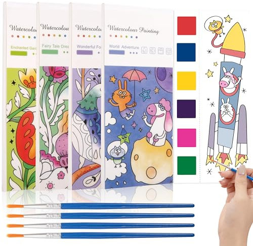 Niboken Aquarell Malbuch mit Wassertankpinsel für Kinder, DIY Wasserfarben Malpapier, Aquarell Zeichnungen Lesezeichen Taschen-Aquarellbuch von ab 3 Jahren, Blumen