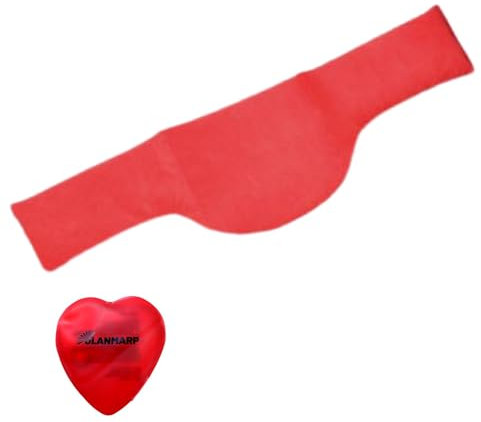 Kryotherm - Cojín de huesos de cereza natural, terapia de calor y masaje, funda de microfibra, para microondas/horno + calentador de manos Olanmarp con corazón (cojín cervical 58 x 16 cm)