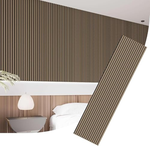 IZODEKOR Acoustic Slat Wood Wall Panels - Decorative Panels for Kitchen & Living Room, Noise Reduction, Sound Proofing - 1 Pack, 240x60cm | Bamboo