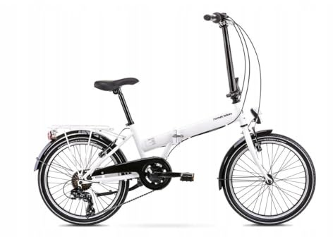 Romet 20 Zoll Wigry Eco Klappfahrrad 6-Gang Kettenschaltung, V-Bremsen, 13 Stahlrahmen (Weiss)