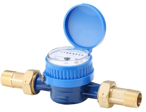 Watflow 3/4 NPT Couplings Water Meter, Single-Jet Measuring in Cubic Meter, Cold Water Meter for Garden or Home.