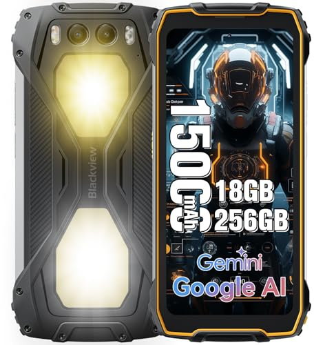 Blackview BV7300 Movil Resistente Android 14, 15000mAh(45W) 18GB+256GB(2TB/TF), G81,6.67/90Hz/50MP+32MP/NFC/Dual SIM/BT5.3/Visión Nocturna 20MP/Luz de Camping/GPS/FM/Fingerprint Móvil Rugerizado