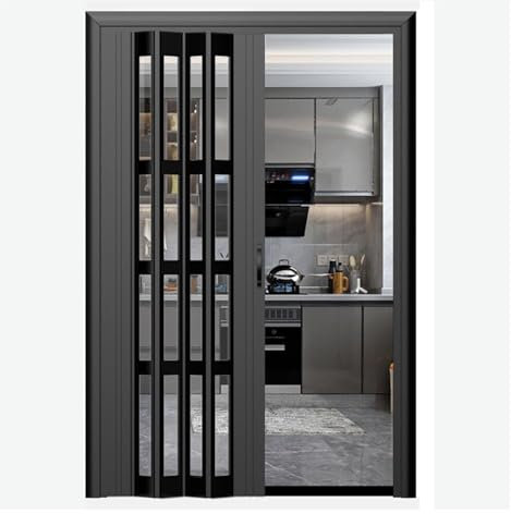 Falttüren Innentüren Schrank-Falttür for Schlafzimmer, Inneneinrichtung, Küche, Akkordeon-Türen for den Eingang, Ziehharmonika-Türen, innen weiß, schwarz/Raumteiler, Schiebetür for Wohnzimmer, Badezim