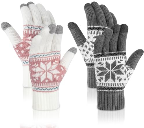 Chalier Fashion 8 Paia Guanti Touch Screen Donna, Guanti Invernali Termici a Maglia