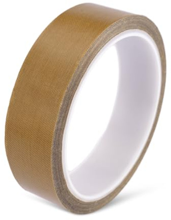 25mmx10m Nastro Teflon Adesivo, Nastro Ptfe Teflon Alta Temperatura, Resistente al Calore Fino a 400℃, Alta Temp Nastro Adesivo in Fibra di Vetro, per Macchina Sottovuoto, Sigillatura a Mano o Impulsi