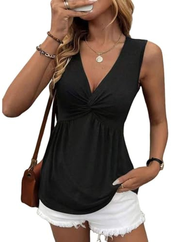 GRMLRPT Debardeur Femme Blouse Chic Elégant sans Manches T-Shirt Été Décontracté Cami Tops Basique Hauts Col V Tank Top(Multicolore,S-XXL)