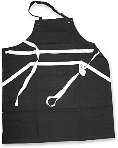 LE CREUSET Schürze mit Taschen, Schlaufe und Bandzugsystem, Einheitsgröße, Schwarz, Baumwoll-Canvas, 95000700000000