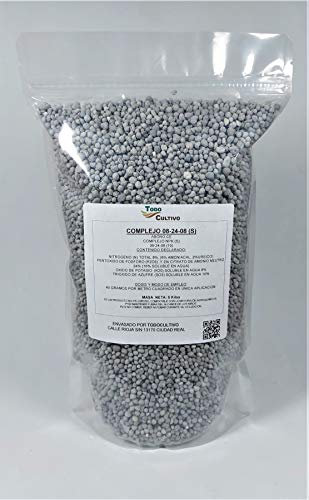 TODOCULTIVO Fertilizante Complejo 08-24-08 NPK. 5 Kilos. Abono NPK (nitrógeno-fósforo–potasio) Macro Elementos Esenciales para una Planta.
