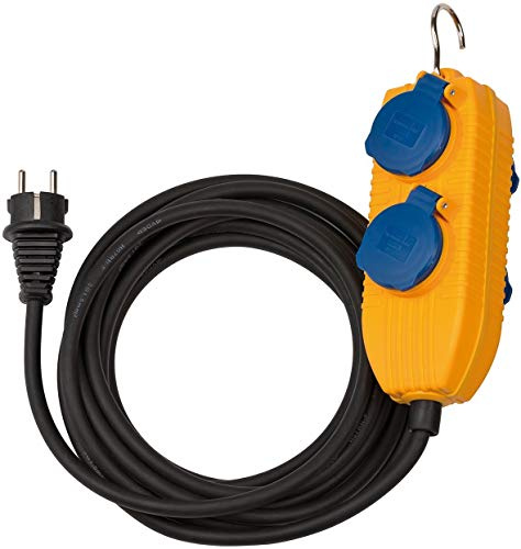Brennenstuhl 1169200010 byggkablar IP54 med Powerblock 5 m svart H07RN-F3G1,5 gul, 5 Meter