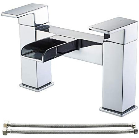 Waterfall Bath taps,Luckyhome Bathroom Filler Mixer Tap Chrome Double Lever Tub Tap