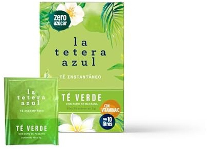 LA TETERA AZUL Te Verde Frío Sabor Manzana. Infusión Fría En Polvo. Tea Tac. Caja Con 20 Sobres Prácticos Para Preparar En Cualquier Momento. Sabor Delicioso Y Refrescante En Cada Sorbo.