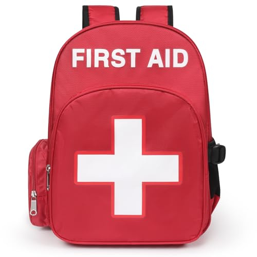 Gatycallaty First Aid Bag Empty Backpack Emergency Bags First Responder Trauma Treatment with 13 Pockets for Outdoor Hiking Travel Field Trips Camping Road Trip Essentials (Red)