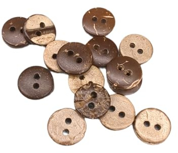 BOTIBOTON - 50 Boutons COCO Naturel - Bicolore, marron clair/foncé, reversible – Mercerie boutons pour cardigans, chemises et pour baby - Accessoire de couture - Fabriqué et expédié d'Espagne, 10 mm