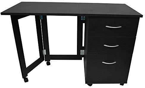 WATSONS FLIPP 3 Drawer Folding Office Desk Workstation Craft Sewing Black