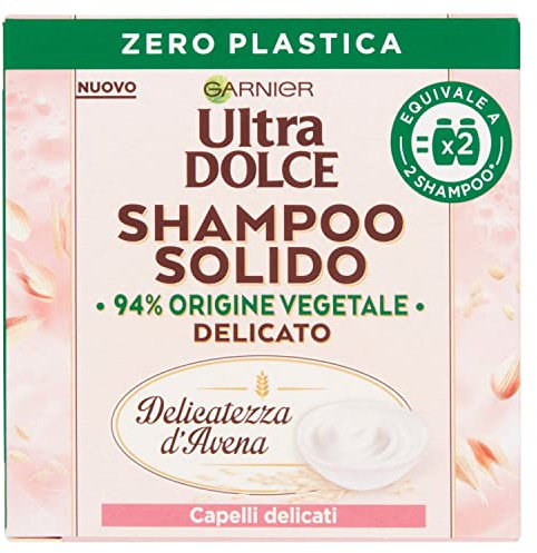 Garnier Ultra Dolce Shampoo Solido Delicatezza Dâ€™Avena, Per Cute Sensibile E Capelli Delicati, Con Packaging 100% Ecologico Plastic-free, 60 Gr, 250ml