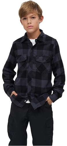 Brandit Kids Check Shirt Long Sleeve, Color: Black/Grey, Size: 134/140