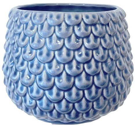 Nordring Maceta Pino - Macetero Decorativo Redondo para Flores e Plantas para Interiores M (13,5 cm ø), Azul, Cerámica