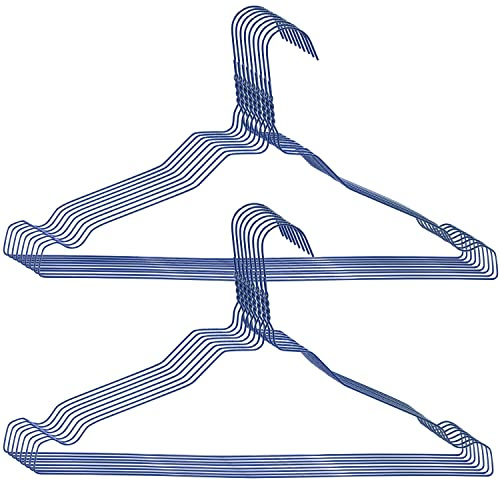 RSR Hangers Perchas de alambre de metal, 100 unidades, color azul monocolor, juego de perchas de alambre de metal, 40 cm, ahorro de espacio