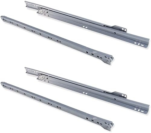 bricoleva.it Kit de guías para cajones deslizantes y cajoneras de extracción total sin amortiguación, grises en varias variantes, medida 50 cm, paquete de 2 pares, gris