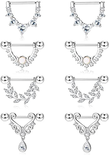 Kakonia 4 Pairs 14G Nipple Piercing Jewellery Nipple Bars 316L Stainless Steel Gold Nipple Bars Nipple Piercing Jewellery Gold Nipple Rings Set