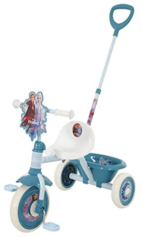 Dreirad aus Metall mit Freilauf, drehbarer Hintergriff und Spielzeugkorb