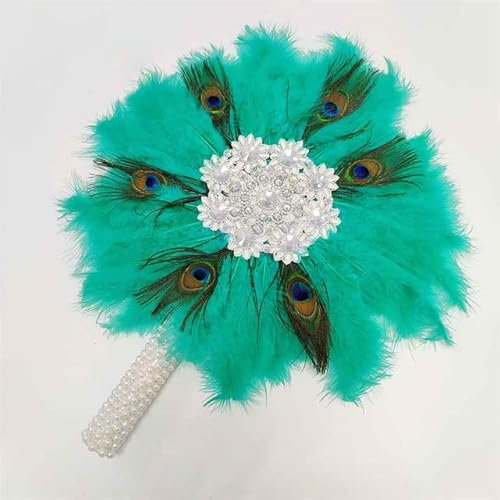 SHEYLE Rose Rot Frauen Hochzeit Party Dekoration Federn Fan Faltbare Hand Fan Palace Dekorative Fan Für Dame Tanz Requisiten Feder Fans-wie bild