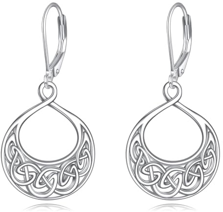 Boucles d'oreilles Celtiques Irlandaises en Argent Sterling de Style Vintage avec Boucles d'oreilles à nœud Celtique pour Femmes