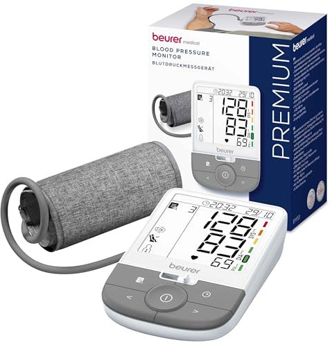 Beurer BM 53 Misuratore di pressione da braccio, made in Europe, clinicamente validato, rilevamento AFib, indicatore di rischio, braccio 22-42 cm, trasferimento dati a Apple Health