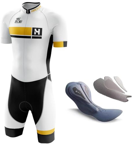 Herren Pro Fahrrad Skinsuit Kurzarm,Wettkampfprofi Gepolstert, Triathlon Anzug Herren Triathlon Tri Anzug Kompression Duathlon Laufen Schwimmen Fahrradfahren Skinsuit Einteilig Trisuit (TYP-13,L)