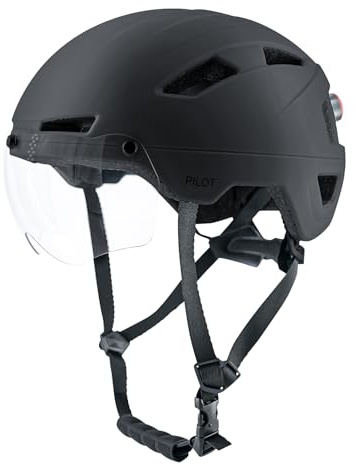 Masdio Lightweight Bicycle Helmets with LED Lights, with Visor, Large & Standard Size, Helmets for Adults (M)