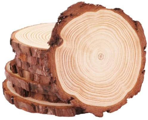 Kellegour 20 Pz Dischi Legno Senza Buco Diametro 10-12cm,Dischetti Legno Grezzo,Fette di Legno con Corteccia,Dischi Legno Grezzo per Fai da Te Disegnare,Decorazioni Natalizie