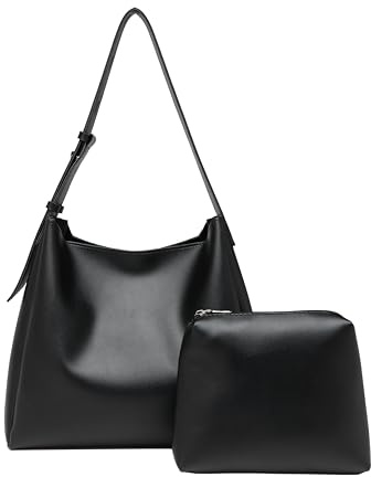 CUNGGI Tote Tasche für Damen, Retro PU Leder Crossbody Schulterhandtasche Handtaschen Große Hobo Umhängetasche mit Taschen (Schwarz)